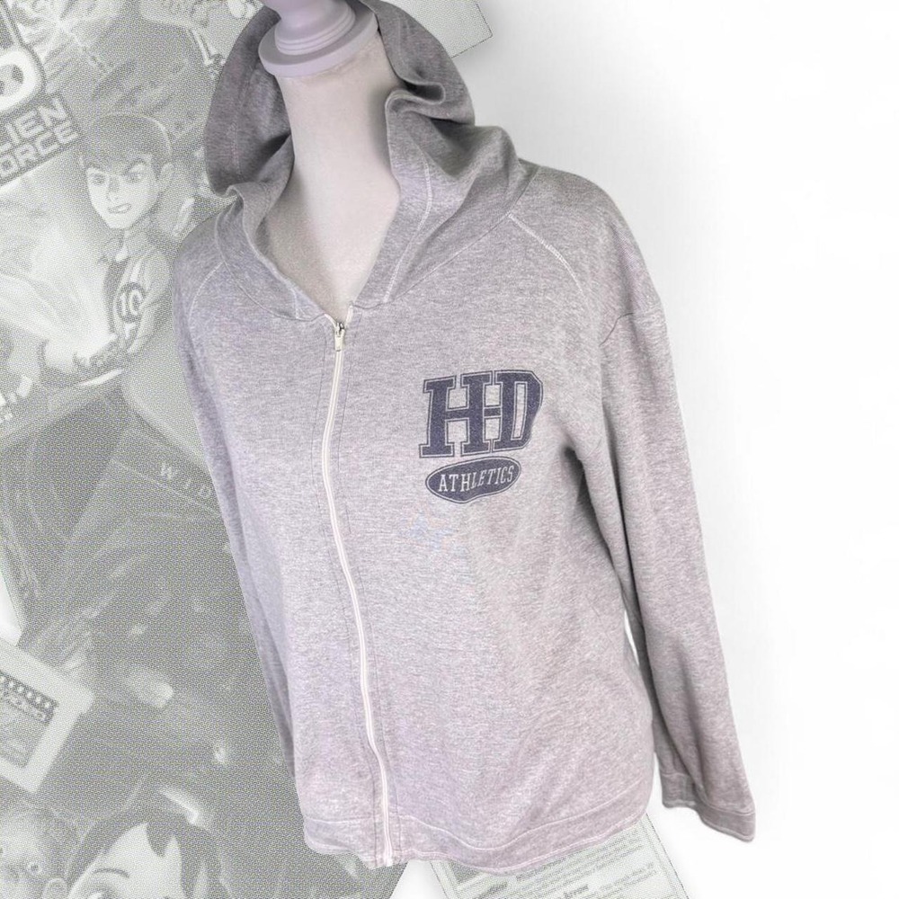 Vintage Harley Davidson Athletics Zip Up Hoodie Gray Purple Y2K Biker Grunge M